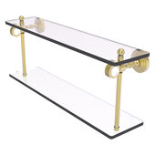  Pacific Grove Collection 22'' Two Tiered Glass Shelf with Dotted Accents in Satin Brass, 22'' W x 5-1/8'' D x 9-5/16'' H