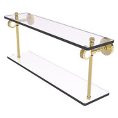  Pacific Grove Collection 22'' Two Tiered Glass Shelf with Dotted Accents in Unlacquered Brass, 22'' W x 5-1/8'' D x 9-5/16'' H