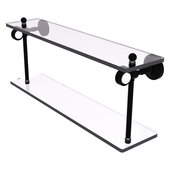  Pacific Grove Collection 22'' Two Tiered Glass Shelf with Grooved Accents in Matte Black, 22'' W x 5-1/8'' D x 9-5/16'' H