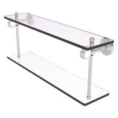  Pacific Grove Collection 22'' Two Tiered Glass Shelf with Grooved Accents in Satin Nickel, 22'' W x 5-1/8'' D x 9-5/16'' H