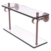  Pacific Grove Collection 16'' Two Tiered Glass Shelf with Twisted Accents in Antique Copper, 16'' W x 5-1/8'' D x 9-5/16'' H