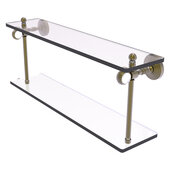  Pacific Grove Collection 22'' Two Tiered Glass Shelf with Twisted Accents in Antique Brass, 22'' W x 5-1/8'' D x 9-5/16'' H