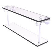  Pacific Grove Collection 22'' Two Tiered Glass Shelf with Twisted Accents in Satin Chrome, 22'' W x 5-1/8'' D x 9-5/16'' H