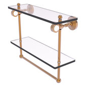  Pacific Grove Collection 16'' Double Glass Shelf with Towel Bar with Smooth Accent in Brushed Bronze, 16'' W x 5-1/8'' D x 13'' H