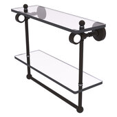  Pacific Grove Collection 16'' Double Glass Shelf with Towel Bar with Smooth Accent in Oil Rubbed Bronze, 16'' W x 5-1/8'' D x 13'' H