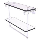  Pacific Grove Collection 16'' Double Glass Shelf with Towel Bar with Smooth Accent in Polished Chrome, 16'' W x 5-1/8'' D x 13'' H