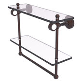  Pacific Grove Collection 16'' Double Glass Shelf with Towel Bar with Smooth Accent in Venetian Bronze, 16'' W x 5-1/8'' D x 13'' H