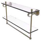  Pacific Grove Collection 22'' Double Glass Shelf with Towel Bar with Smooth Accent in Antique Brass, 22'' W x 5-1/8'' D x 13'' H