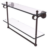  Pacific Grove Collection 22'' Double Glass Shelf with Towel Bar with Smooth Accent in Antique Bronze, 22'' W x 5-1/8'' D x 13'' H