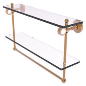  Pacific Grove Collection 22'' Double Glass Shelf with Towel Bar with Smooth Accent in Brushed Bronze, 22'' W x 5-1/8'' D x 13'' H