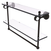  Pacific Grove Collection 22'' Double Glass Shelf with Towel Bar with Smooth Accent in Oil Rubbed Bronze, 22'' W x 5-1/8'' D x 13'' H