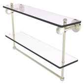  Pacific Grove Collection 22'' Double Glass Shelf with Towel Bar with Smooth Accent in Polished Nickel, 22'' W x 5-1/8'' D x 13'' H
