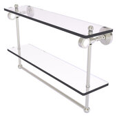  Pacific Grove Collection 22'' Double Glass Shelf with Towel Bar with Smooth Accent in Satin Nickel, 22'' W x 5-1/8'' D x 13'' H