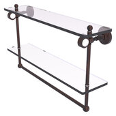  Pacific Grove Collection 22'' Double Glass Shelf with Towel Bar with Smooth Accent in Venetian Bronze, 22'' W x 5-1/8'' D x 13'' H