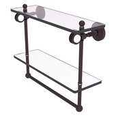 Pacific Grove Collection 16'' Double Glass Shelf with Towel Bar and Dotted Accents in Antique Bronze, 16'' W x 5-1/8'' D x 13'' H