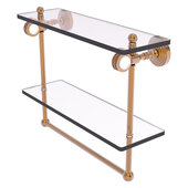  Pacific Grove Collection 16'' Double Glass Shelf with Towel Bar and Dotted Accents in Brushed Bronze, 16'' W x 5-1/8'' D x 13'' H