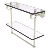  Pacific Grove Collection 16'' Double Glass Shelf with Towel Bar and Dotted Accents in Polished Nickel, 16'' W x 5-1/8'' D x 13'' H