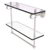  Pacific Grove Collection 16'' Double Glass Shelf with Towel Bar and Dotted Accents in Satin Nickel, 16'' W x 5-1/8'' D x 13'' H