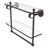  Pacific Grove Collection 16'' Double Glass Shelf with Towel Bar and Dotted Accents in Venetian Bronze, 16'' W x 5-1/8'' D x 13'' H