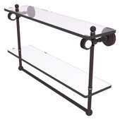  Pacific Grove Collection 22'' Double Glass Shelf with Towel Bar and Dotted Accents in Antique Bronze, 22'' W x 5-1/8'' D x 13'' H