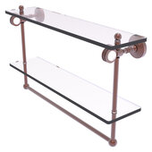  Pacific Grove Collection 22'' Double Glass Shelf with Towel Bar and Dotted Accents in Antique Copper, 22'' W x 5-1/8'' D x 13'' H