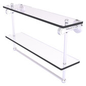  Pacific Grove Collection 22'' Double Glass Shelf with Towel Bar and Dotted Accents in Satin Chrome, 22'' W x 5-1/8'' D x 13'' H