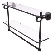  Pacific Grove Collection 22'' Double Glass Shelf with Towel Bar and Grooved Accents in Oil Rubbed Bronze, 22'' W x 5-1/8'' D x 13'' H