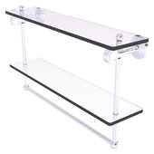  Pacific Grove Collection 22'' Double Glass Shelf with Towel Bar and Grooved Accents in Polished Chrome, 22'' W x 5-1/8'' D x 13'' H