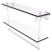  Pacific Grove Collection 22'' Double Glass Shelf with Towel Bar and Grooved Accents in Satin Chrome, 22'' W x 5-1/8'' D x 13'' H