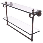  Pacific Grove Collection 22'' Double Glass Shelf with Towel Bar and Grooved Accents in Venetian Bronze, 22'' W x 5-1/8'' D x 13'' H