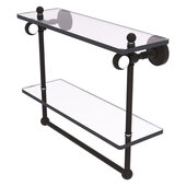  Pacific Grove Collection 16'' Double Glass Shelf with Towel Bar and Twisted Accents in Oil Rubbed Bronze, 16'' W x 5-1/8'' D x 13'' H