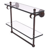  Pacific Grove Collection 16'' Double Glass Shelf with Towel Bar and Twisted Accents in Venetian Bronze, 16'' W x 5-1/8'' D x 13'' H