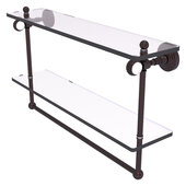 Pacific Grove Collection 22'' Double Glass Shelf with Towel Bar and Twisted Accents in Antique Bronze, 22'' W x 5-1/8'' D x 13'' H
