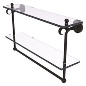  Pacific Grove Collection 22'' Double Glass Shelf with Towel Bar and Twisted Accents in Oil Rubbed Bronze, 22'' W x 5-1/8'' D x 13'' H