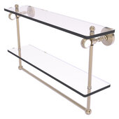  Pacific Grove Collection 22'' Double Glass Shelf with Towel Bar and Twisted Accents in Antique Pewter, 22'' W x 5-1/8'' D x 13'' H