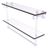  Pacific Grove Collection 22'' Double Glass Shelf with Towel Bar and Twisted Accents in Satin Chrome, 22'' W x 5-1/8'' D x 13'' H