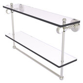  Pacific Grove Collection 22'' Double Glass Shelf with Towel Bar and Twisted Accents in Satin Nickel, 22'' W x 5-1/8'' D x 13'' H