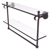  Pacific Grove Collection 22'' Double Glass Shelf with Towel Bar and Twisted Accents in Venetian Bronze, 22'' W x 5-1/8'' D x 13'' H