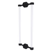  Pacific Grove Collection 18'' Back to Back Shower Door Pull with Smooth Accent in Matte Black, 8-11/16'' W x 2-3/16'' D x 19'' H