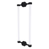  Pacific Grove Collection 18'' Back to Back Shower Door Pull with Dotted Accents in Matte Black, 8-11/16'' W x 2-3/16'' D x 19'' H
