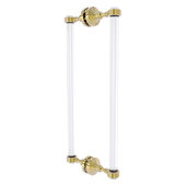  Pacific Grove Collection 18'' Back to Back Shower Door Pull with Grooved Accents in Unlacquered Brass, 8-11/16'' W x 2-3/16'' D x 19'' H