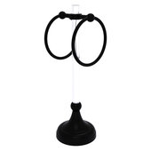  Pacific Grove Collection 2-Ring Vanity Top Guest Towel Ring with Dotted Accents in Matte Black, 5-13/16'' W x 5-1/2'' D x 17-11/16'' H