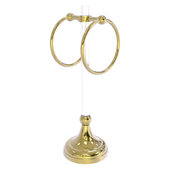  Pacific Grove Collection 2-Ring Vanity Top Guest Towel Ring with Dotted Accents in Unlacquered Brass, 5-13/16'' W x 5-1/2'' D x 17-11/16'' H