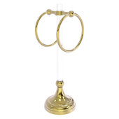  Pacific Grove Collection 2-Ring Vanity Top Guest Towel Ring with Grooved Accents, Unlacquered Brass, 5-13/16'' W x 5-1/2'' D x 17-11/16'' H