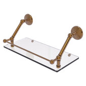  Prestige Monte Carlo Collection 18'' Floating Glass Shelf with Gallery Rail in Brushed Bronze, 18'' W x 8-5/8'' D x 8'' H