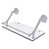  Prestige Monte Carlo Collection 18'' Floating Glass Shelf with Gallery Rail in Polished Chrome, 18'' W x 8-5/8'' D x 8'' H