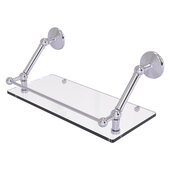  Prestige Monte Carlo Collection 18'' Floating Glass Shelf with Gallery Rail in Satin Chrome, 18'' W x 8-5/8'' D x 8'' H