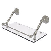 Prestige Monte Carlo Collection 18'' Floating Glass Shelf with Gallery Rail in Satin Nickel, 18'' W x 8-5/8'' D x 8'' H