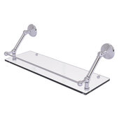  Prestige Monte Carlo Collection 24'' Floating Glass Shelf with Gallery Rail in Satin Chrome, 24'' W x 8-5/8'' D x 8'' H