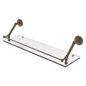  Prestige Monte Carlo Collection 30'' Floating Glass Shelf with Gallery Rail in Antique Brass, 30'' W x 8-5/8'' D x 8'' H